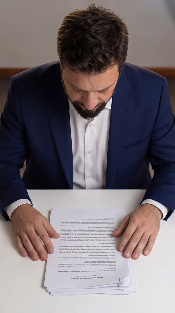 Eric Salomone Strunz revisando declaraciones juradas y documentación patrimonial — control de enriquecimiento y transparencia en ENARGAS, administración pública argentina